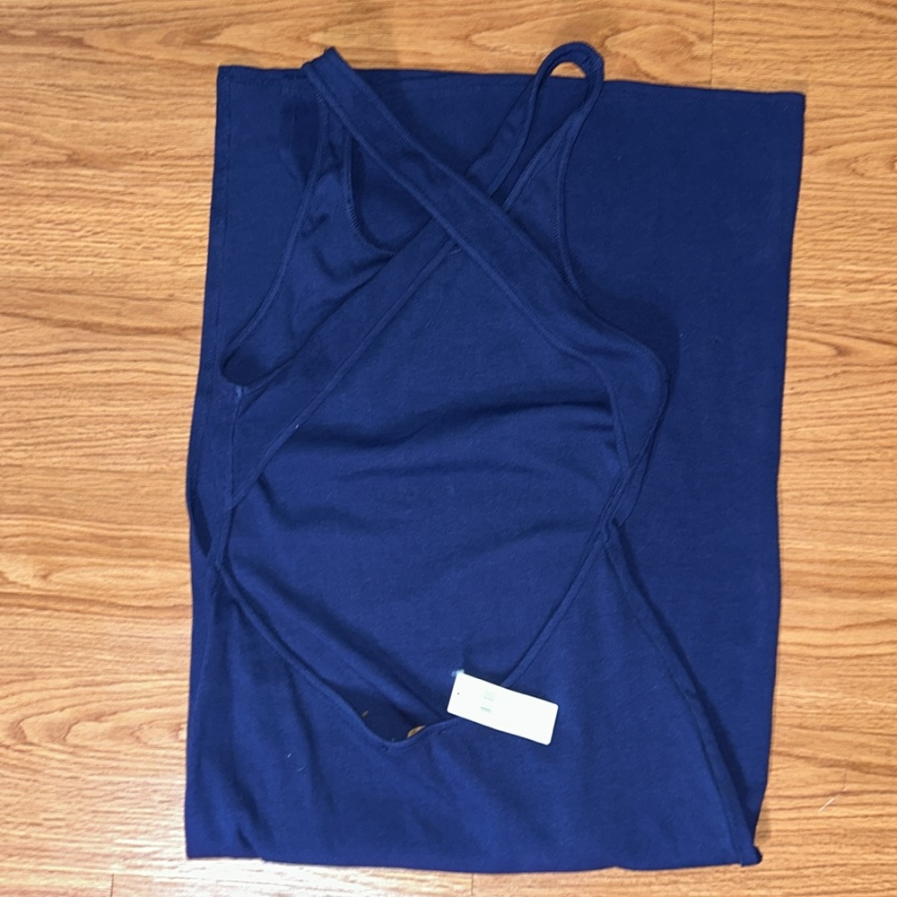 Bordeaux Navy Ribbed Midi Dress from Anthropologie - Picture 5 of 9